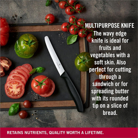 1x Victorinox Standard Wavy Edge Steak and Tomato Knife - Black