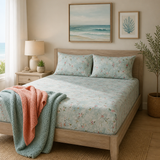 Ivy Bloom Pure Cotton Fitted Bed Sheet + Pillowcase Set