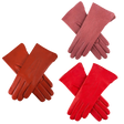 Dents Women's Three-Point Lined Imitation Peccary Leather Gloves in Claret Red - 7.5