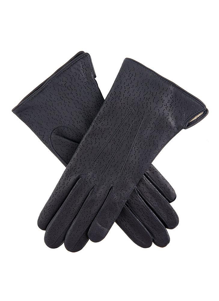 Dents Womens Imipec Leather Gloves - Navy (Warm Winter Elegant)