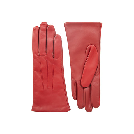 Dents Womens Cashmere Lined Touchscreen Leather Gloves in Berry