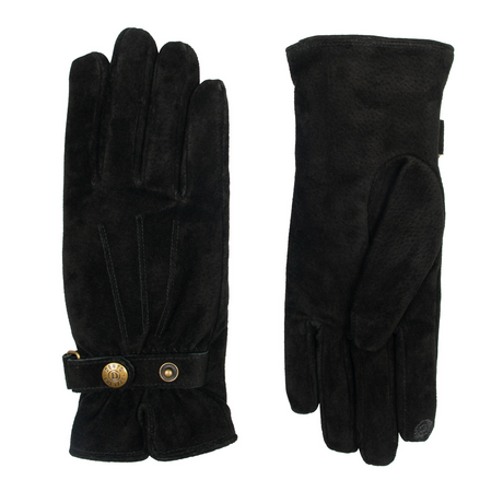 Dents Women's Three-Point Fleece-Lined Suede Gloves - Black