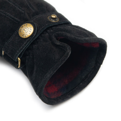 Dents Women's Three-Point Fleece-Lined Suede Gloves - Black