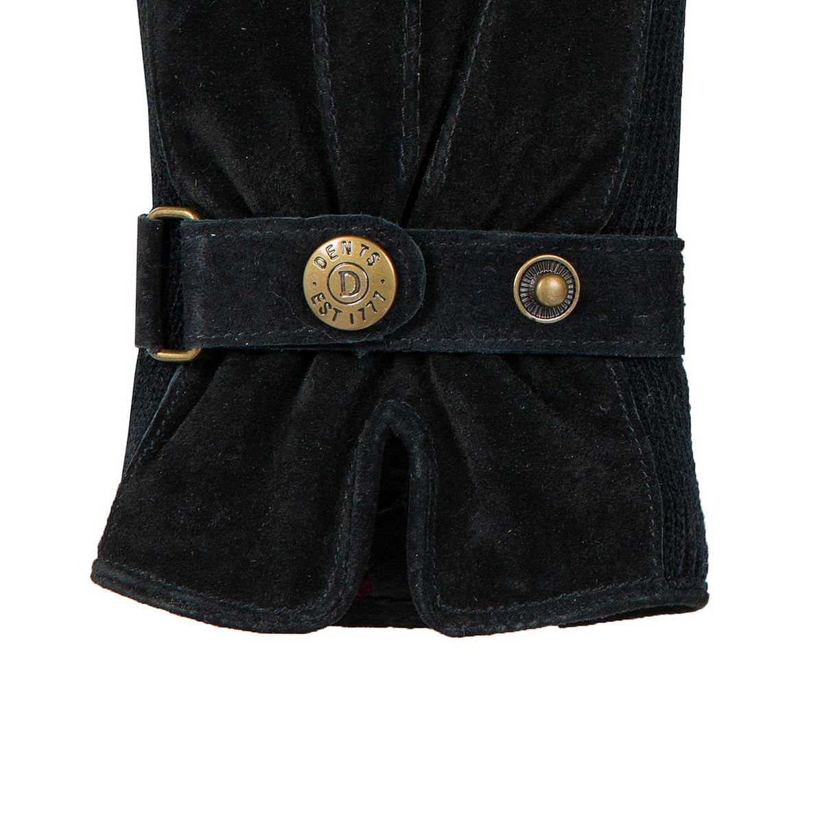 Dents Women's Three-Point Fleece-Lined Suede Gloves - Black