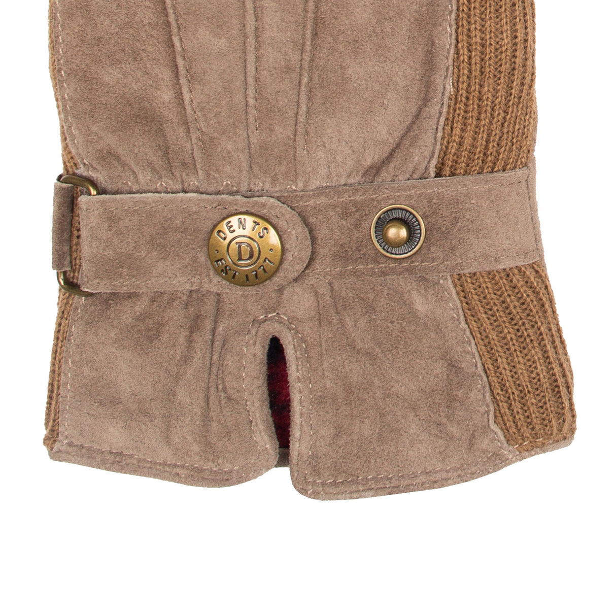 Dents Women's Three-Point Fleece-Lined Suede Gloves - Oat Brown