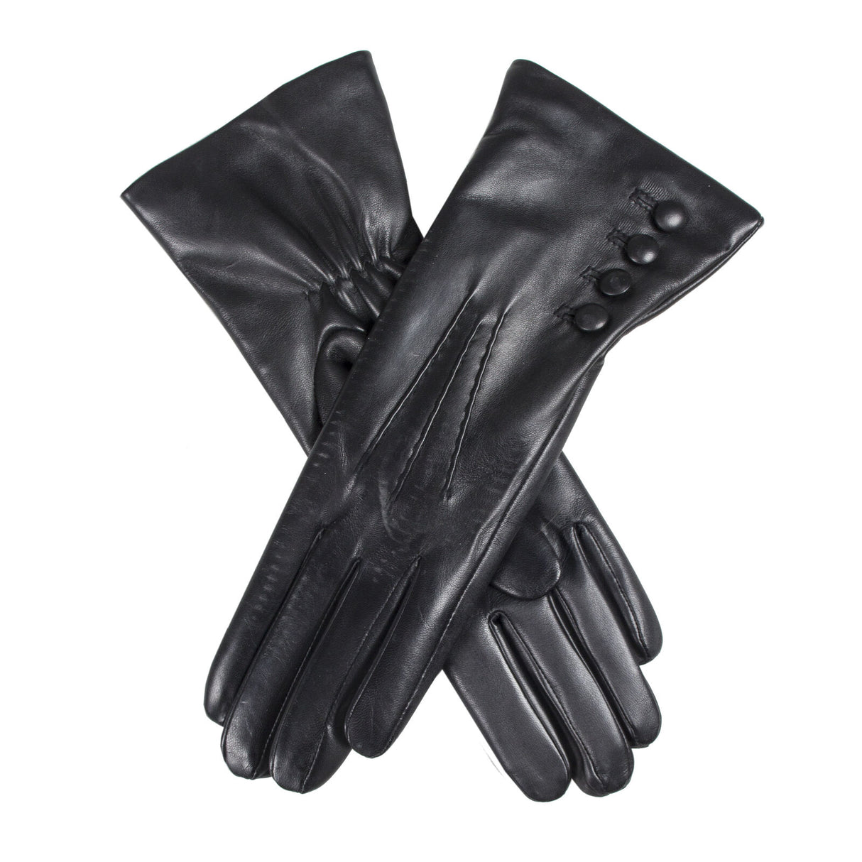 Dents Women’s Touchscreen Three-Point Cashmere-Lined Leather Gloves with Buttons - 7.5