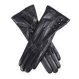 Dents Women’s Touchscreen Three-Point Cashmere-Lined Leather Gloves with Buttons - 7.5