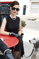 Dents Womens Touchscreen Three-Point Cashmere-Lined Leather Gloves with Buttons