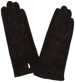 Dents Emily Womens Plain Suede Leather Gloves - Black (Acrylic Lining)
