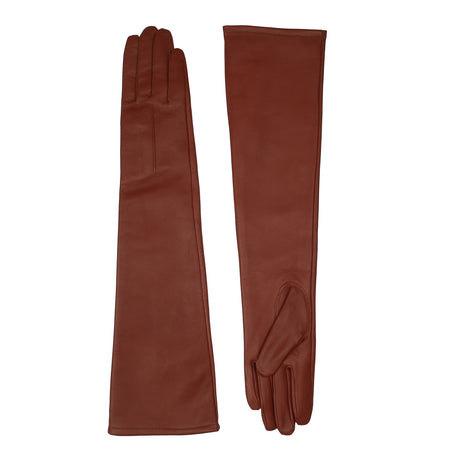 Dents Womens Long Above-Elbow Lined Leather Gloves - Cognac (Single-Point)