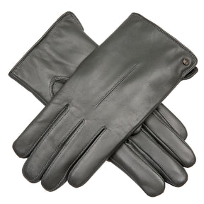 Dents Womens Touchscreen Single-Point Faux Fur-Lined Leather Gloves - Charcoal