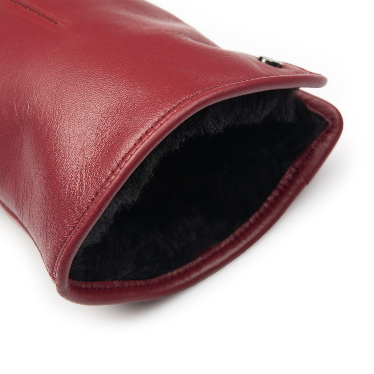 Dents Womens Touchscreen Single-Point Faux Fur-Lined Leather Gloves in Claret