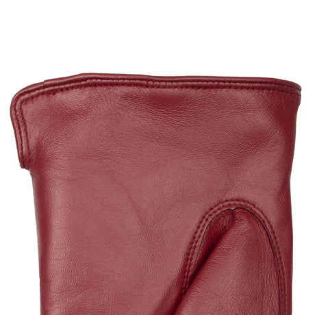 Dents Womens Touchscreen Single-Point Faux Fur-Lined Leather Gloves - Claret
