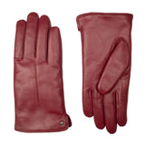 Dents Womens Touchscreen Single-Point Faux Fur-Lined Leather Gloves in Claret