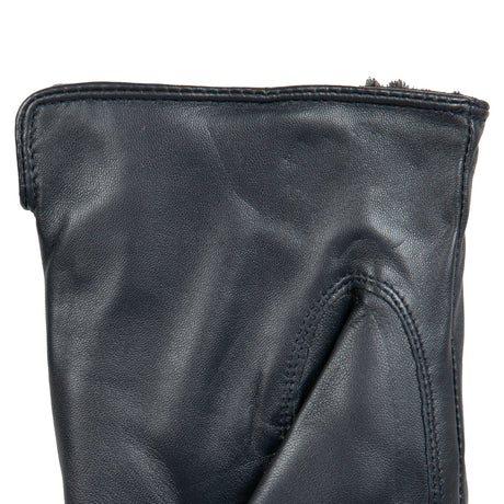Dents Womens Touchscreen Single-Point Faux Fur-Lined Leather Gloves - Navy Blue