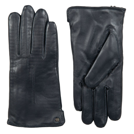 Dents Womens Touchscreen Single-Point Faux Fur-Lined Leather Gloves - Navy Blue