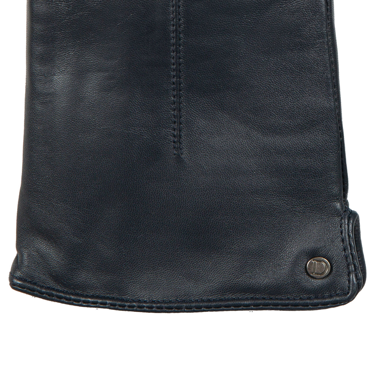 Dents Womens Touchscreen Single-Point Faux Fur-Lined Leather Gloves in Navy