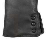 Dents Womens Touchscreen Water-Resistant Fur-Lined Leather Gloves w/ Buttons - Black
