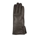 Dents Womens Touchscreen Water-Resistant Fur-Lined Leather Gloves w/ Buttons - Mocca