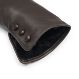 Dents Womens Touchscreen Water-Resistant Fur-Lined Leather Gloves w/ Buttons - Mocca