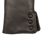 Dents Womens Touchscreen Water-Resistant Fur-Lined Leather Gloves w/ Buttons - Mocca