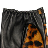 Dents Womens Fingerless Leather Driving Gloves in Ponyskin Leopard Print Design