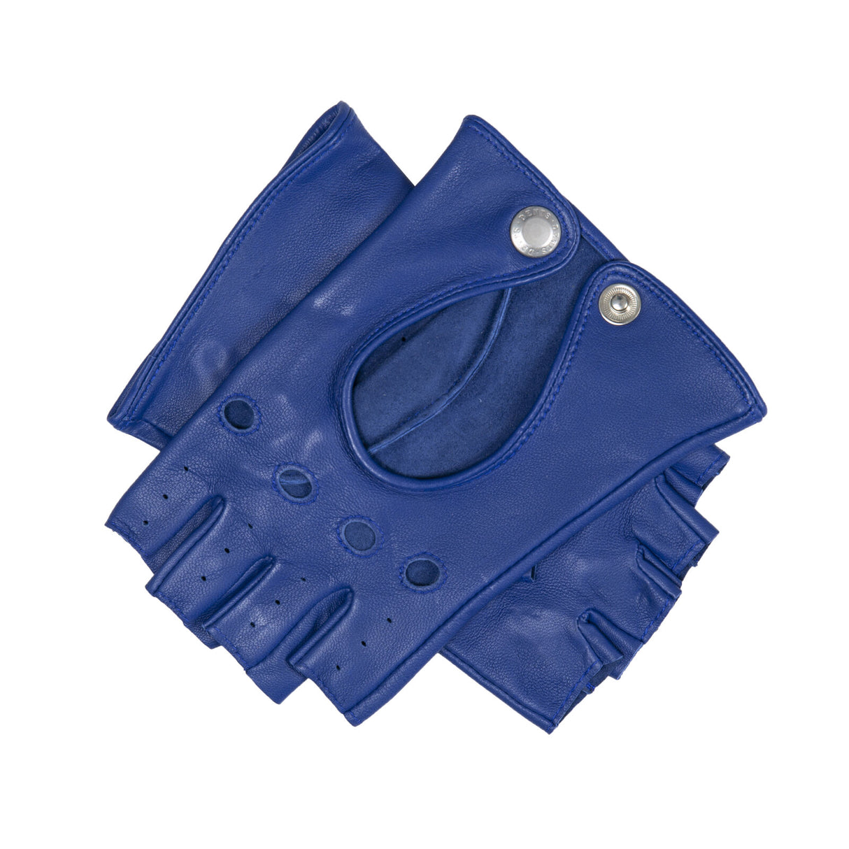 Dents Womens Fingerless Unlined Leather Driving Gloves in Marine Blue