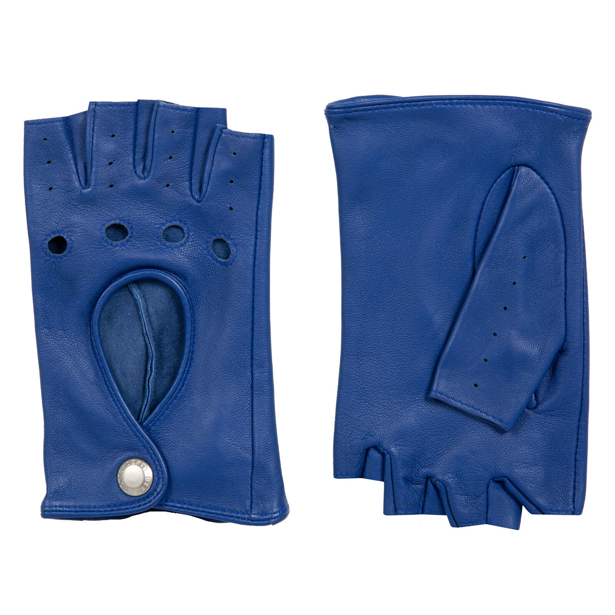 Dents Womens Fingerless Unlined Leather Driving Gloves in Marine Blue