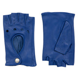 Dents Womens Fingerless Unlined Leather Driving Gloves in Marine Blue