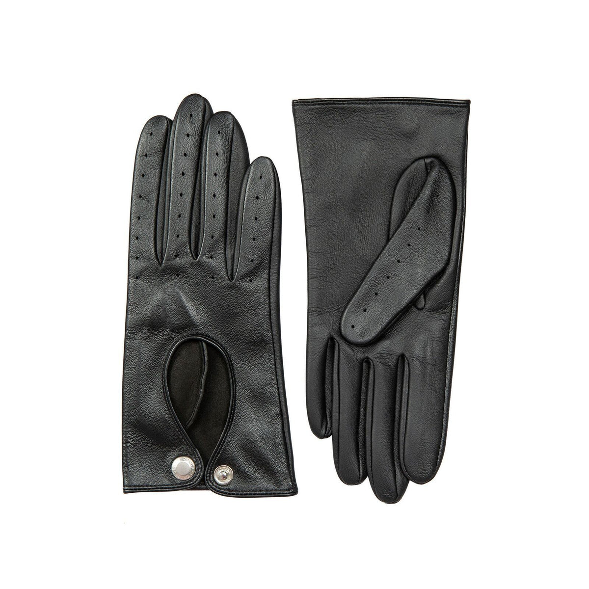 Dents Womens Touchscreen Leather Driving Gloves in Black