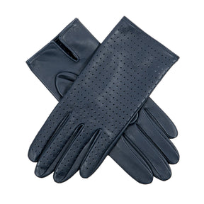 Dents Women’s Perforated Leather Gloves in Navy
