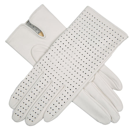 Dents Women’s Perforated Leather Gloves in Pearl