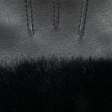 Dents Womens Touchscreen Three-Point Lined Leather Gloves w/ Faux Fur Cuffs - Black