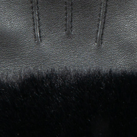 Dents Womens Touchscreen Three-Point Lined Leather Gloves w/ Faux Fur Cuffs - Black