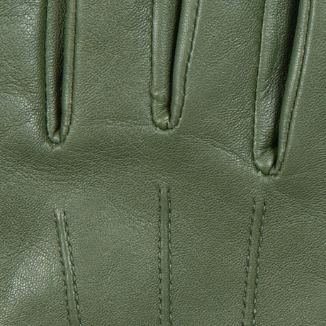 Dents Womens Touchscreen Three-Point Lined Leather Gloves w/ Faux Fur Cuffs - Sage