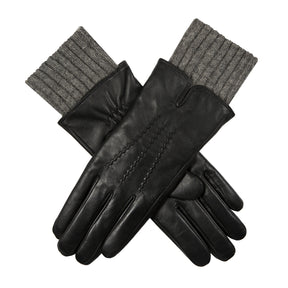 Dents Women’s Three-Point Wool Blend-Lined Leather Gloves with Knitted Cuffs