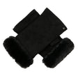 Dents Womens Fingerless Faux Fur-Lined Suede Mitten Gloves w/ Faux Fur Trim in Black