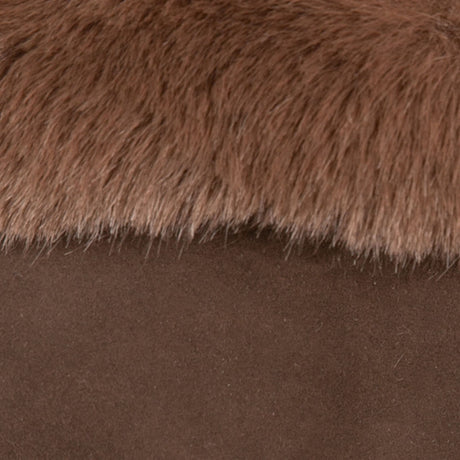 Dents Womens Fingerless Faux Fur-Lined Suede Mitten Gloves w/ Faux Fur Trim in Mocca