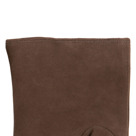 Dents Womens Fingerless Faux Fur-Lined Suede Mitten Gloves w/ Faux Fur Trim in Mocca