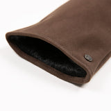 Dents Womens Fingerless Faux Fur-Lined Suede Mitten Gloves w/ Faux Fur Trim in Mocca