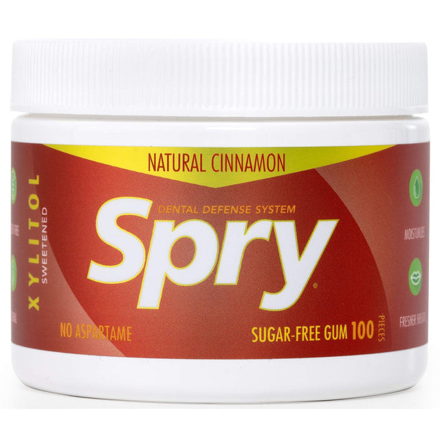Xlear Spry Sugar-Free Chewing Gum 100 Pieces - Natural Cinnamon (Xylitol)