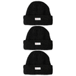 3x 3M Thinsulate Black Beanie Pack - Pull On Winter Thermal Knit Hat
