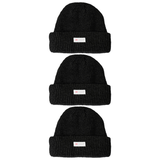 3x 3M Thinsulate Black Beanie Pack - Pull On Winter Thermal Knit Hat