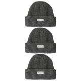 3x 3M Thinsulate Charcoal Beanie Pack - Pull On Winter Thermal Knit Hat