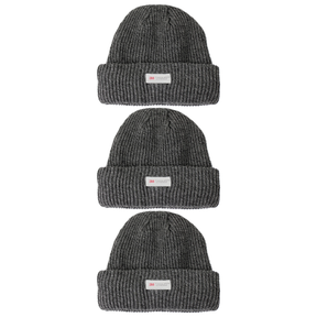 3x 3M Thinsulate Charcoal Beanie Pack - Pull On Winter Thermal Knit Hat