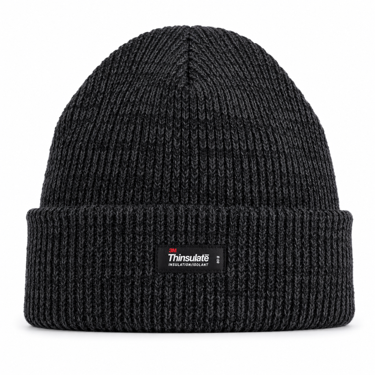 3M Thinsulate Charcoal Black Beanie - Pull On Winter Thermal Knit Hat