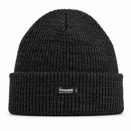 3M Thinsulate Charcoal Black Beanie - Pull On Winter Thermal Knit Hat