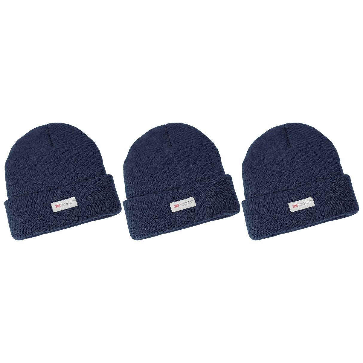3x Dents 3M Thinsulate Beanie Pack - Navy Blue (Pull On Thermal Knit Ski Hat)