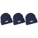 3x Dents 3M Thinsulate Beanie Pack - Navy Blue (Pull On Thermal Knit Ski Hat)
