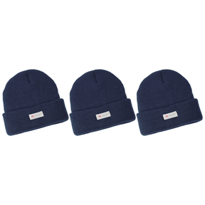 3x Dents 3M Thinsulate Beanie Pack - Navy Blue (Pull On Thermal Knit Ski Hat)